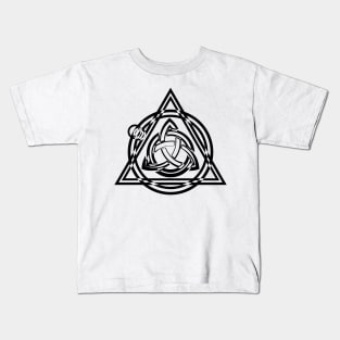 Celtic Triquetra Circle Triangle Black And White Kids T-Shirt